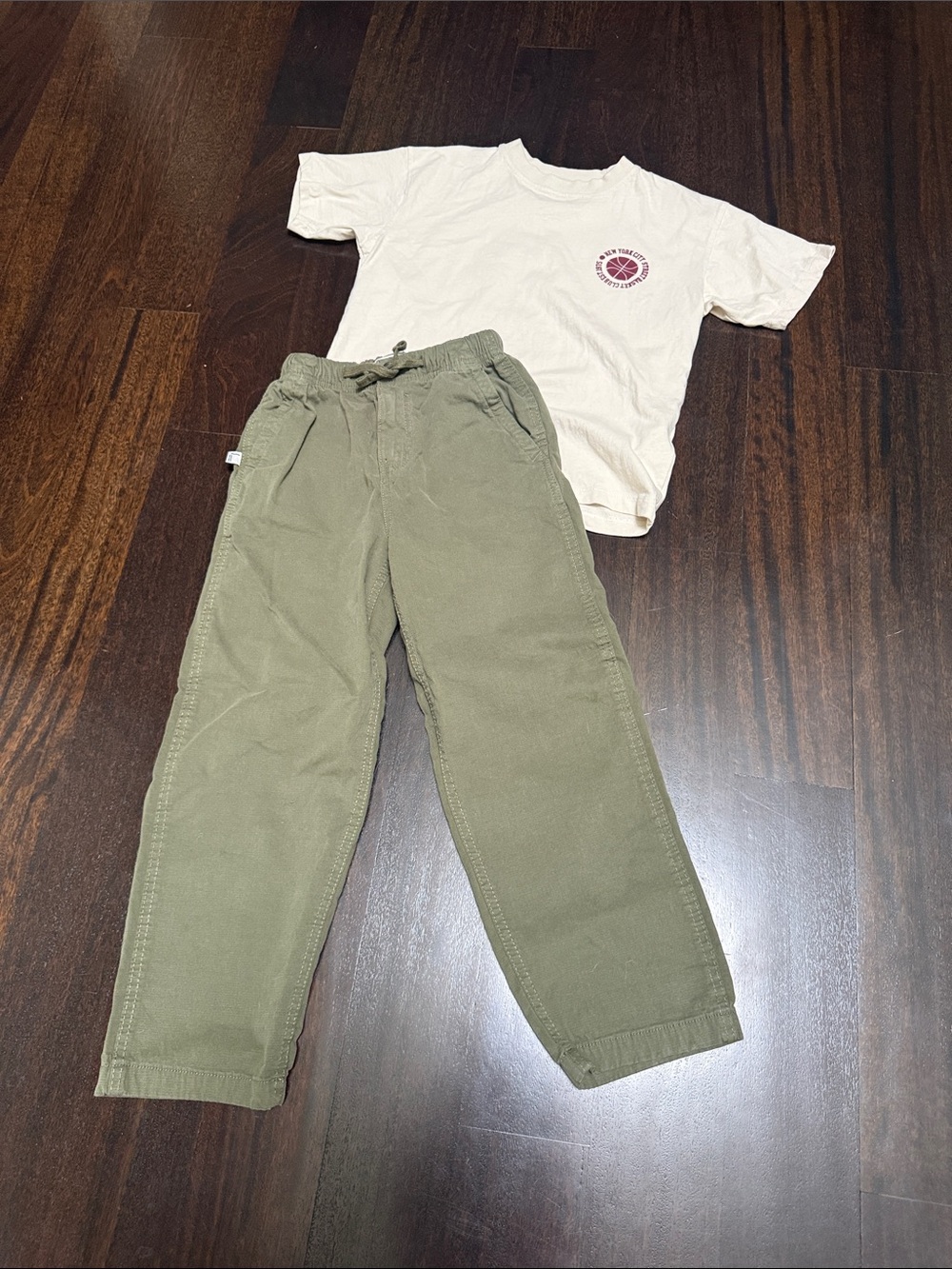 Zara Olive Green Pull-On Corduroy Joggers and cotton T-shirt